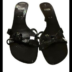 Stuart Weitzman Black Water Snake Women Sandal Size 9.5M